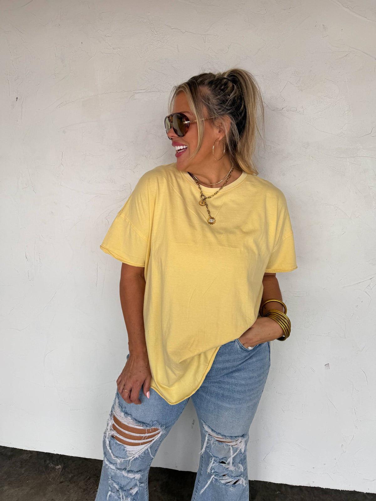SPRING JOEY WASHED COTTON BOYFRIEND TEE