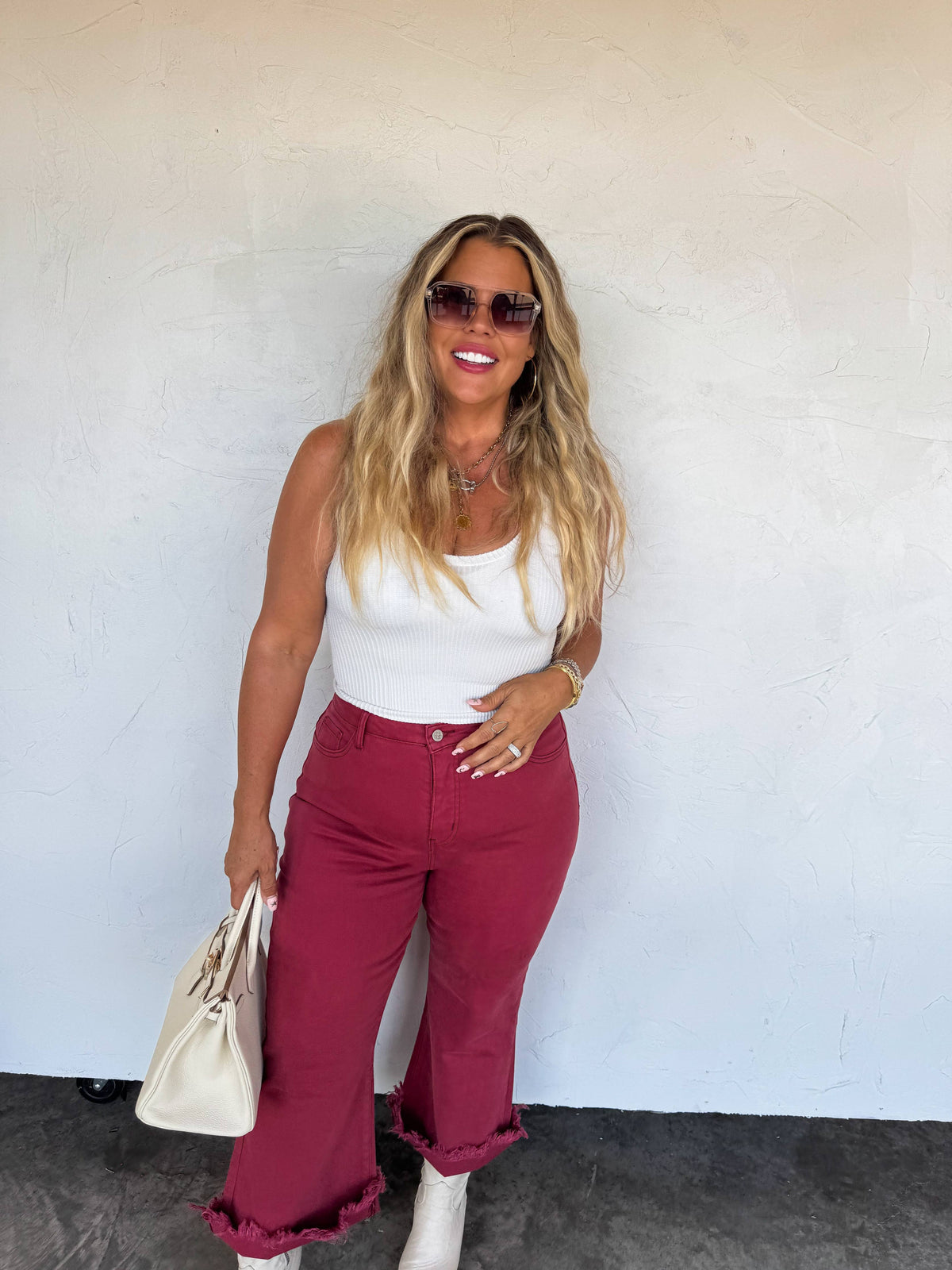 BURGUNDY URBAN NON DISTRSSED CROP JEAN