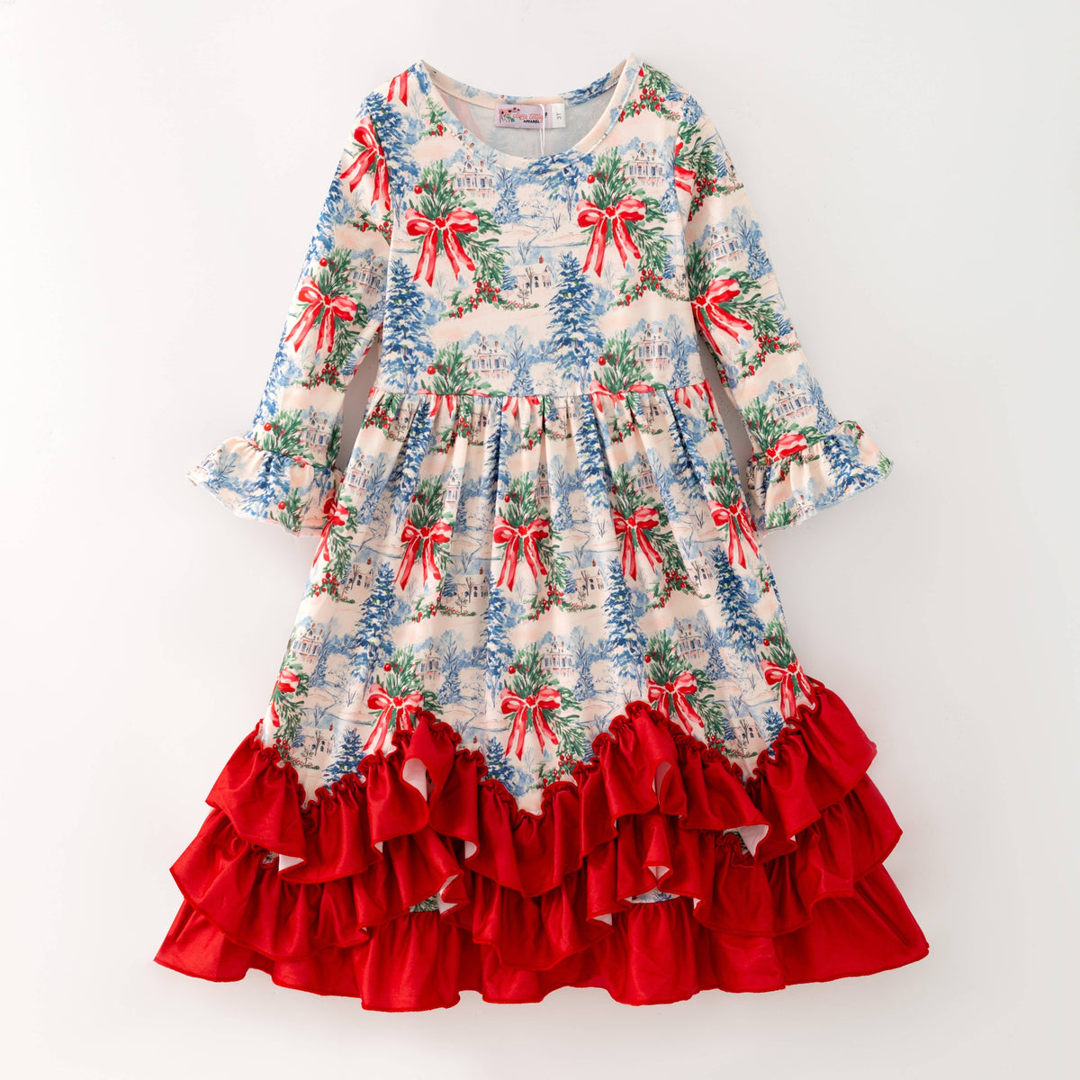 Red Bow Winter Maxi Girls Dress