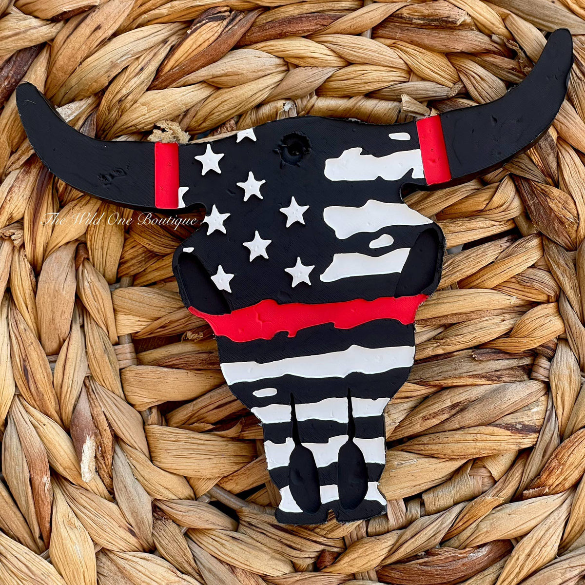 Firefighter Bull Skull Car Freshie  