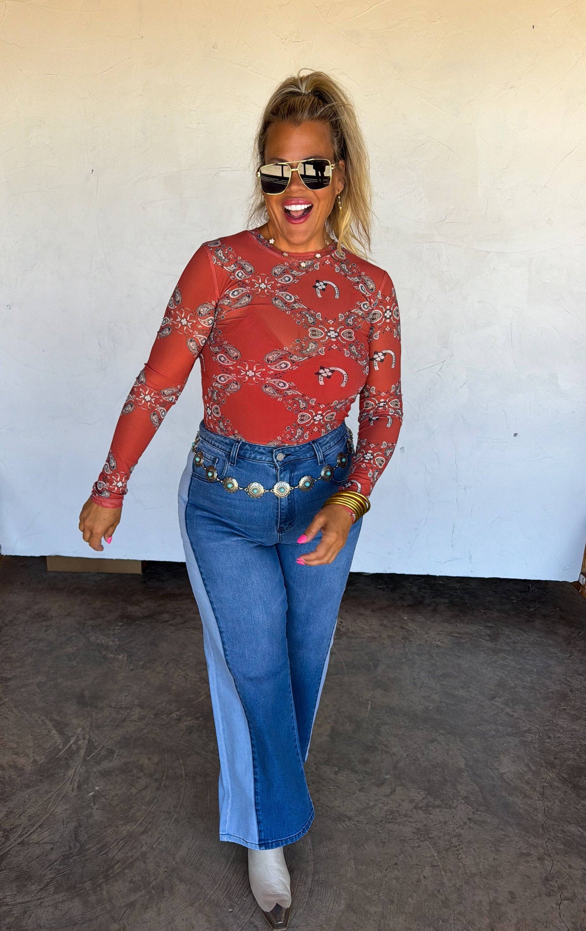 TWO TONE DENIM JEANS