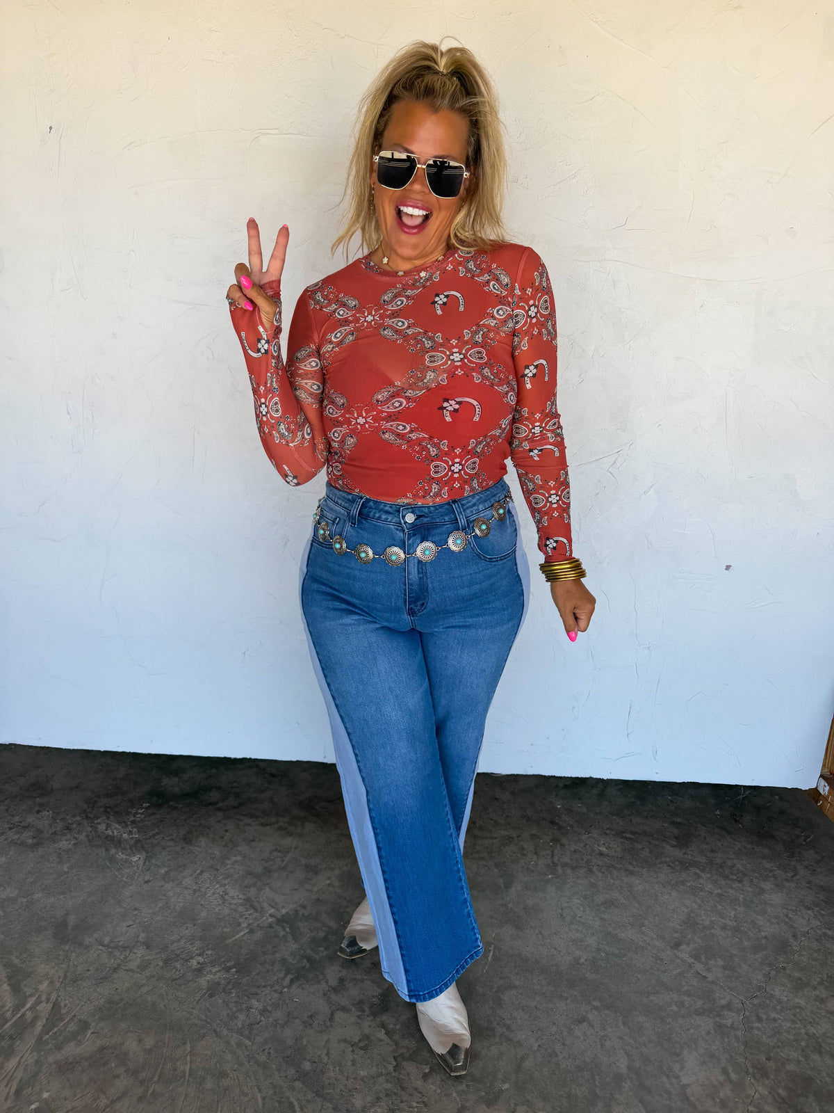 TWO TONE DENIM JEANS