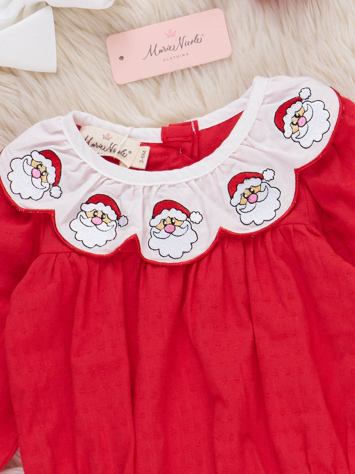 Cotton Santa Smocked Bubble Romper