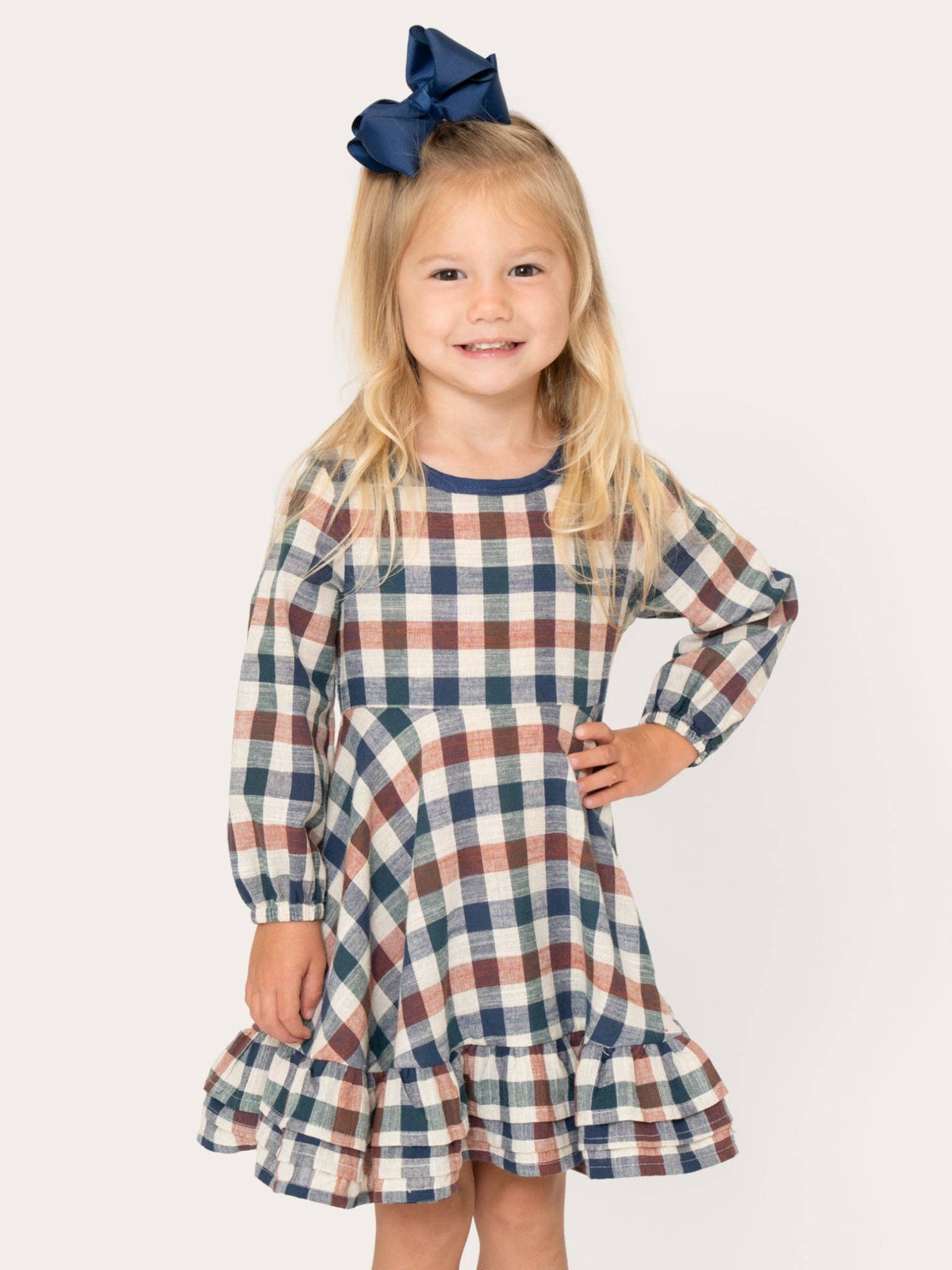 Fall Vintage Plaid Ruffle Swing Dress