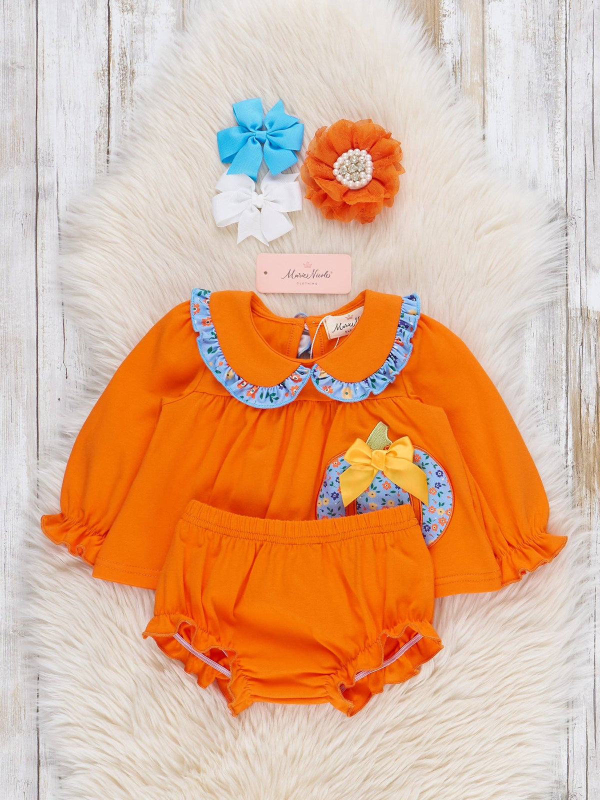 Blooming Pumpkin Babe Embroidered Bloomers Outfit