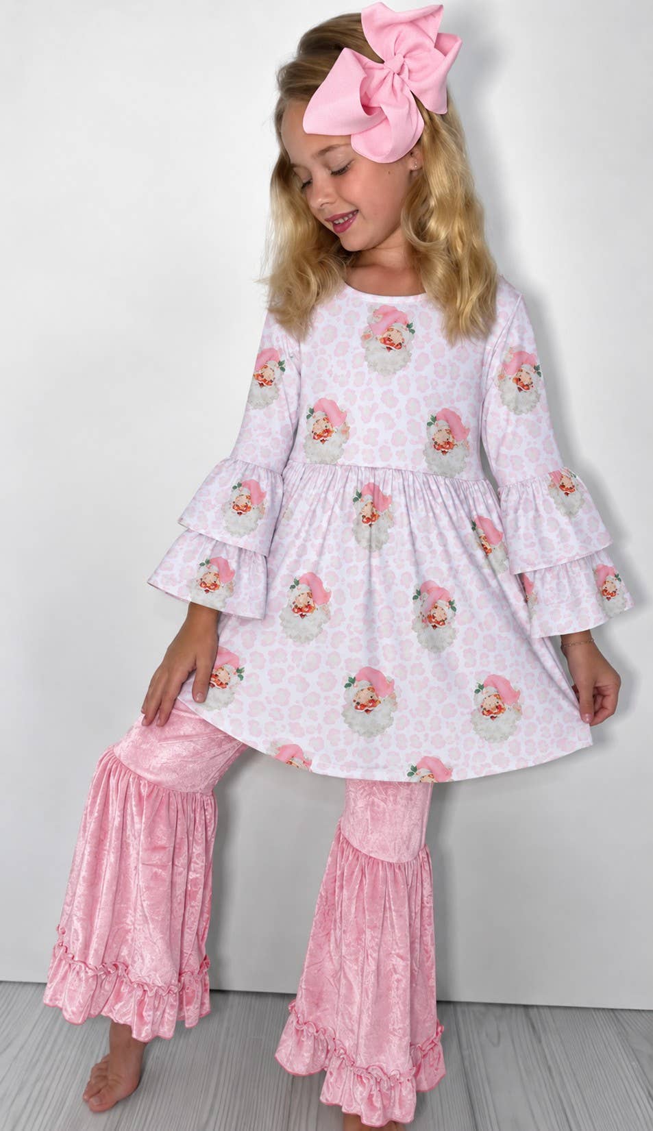 Pink Christmas Leo Girls Set