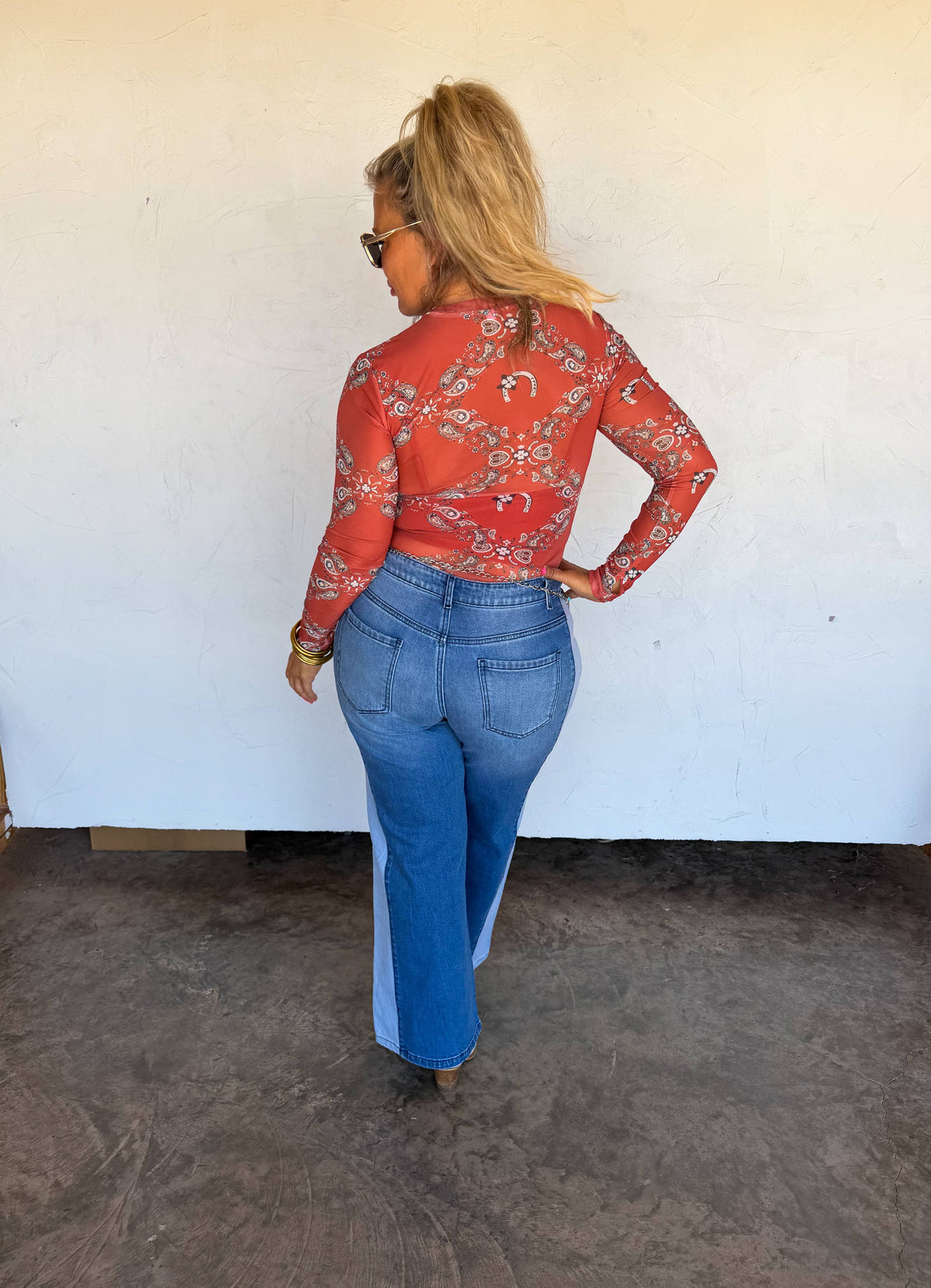 TWO TONE DENIM JEANS